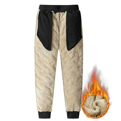 Stay Warm and Stylish this Winter with our Plush Thick Fleece Sweatpants for Men - Waterproof, Windproof, and Perfect for Casual Wear!