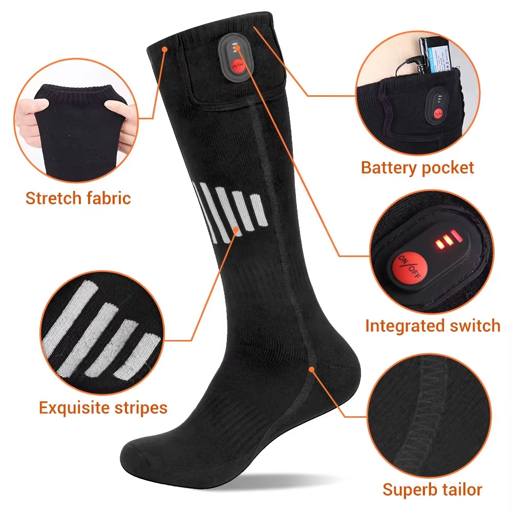 Stay Warm and Active with Our Rechargeable Winter Electric Heating Socks - Perfect for Skiing, Camping, and Outdoor Adventures!
